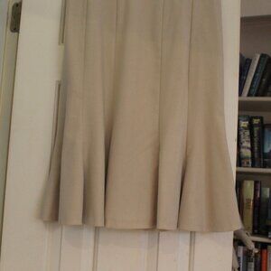 Beige Gored Ladies Skirt.  Size 12, 26.5" long across, waist 16" .
